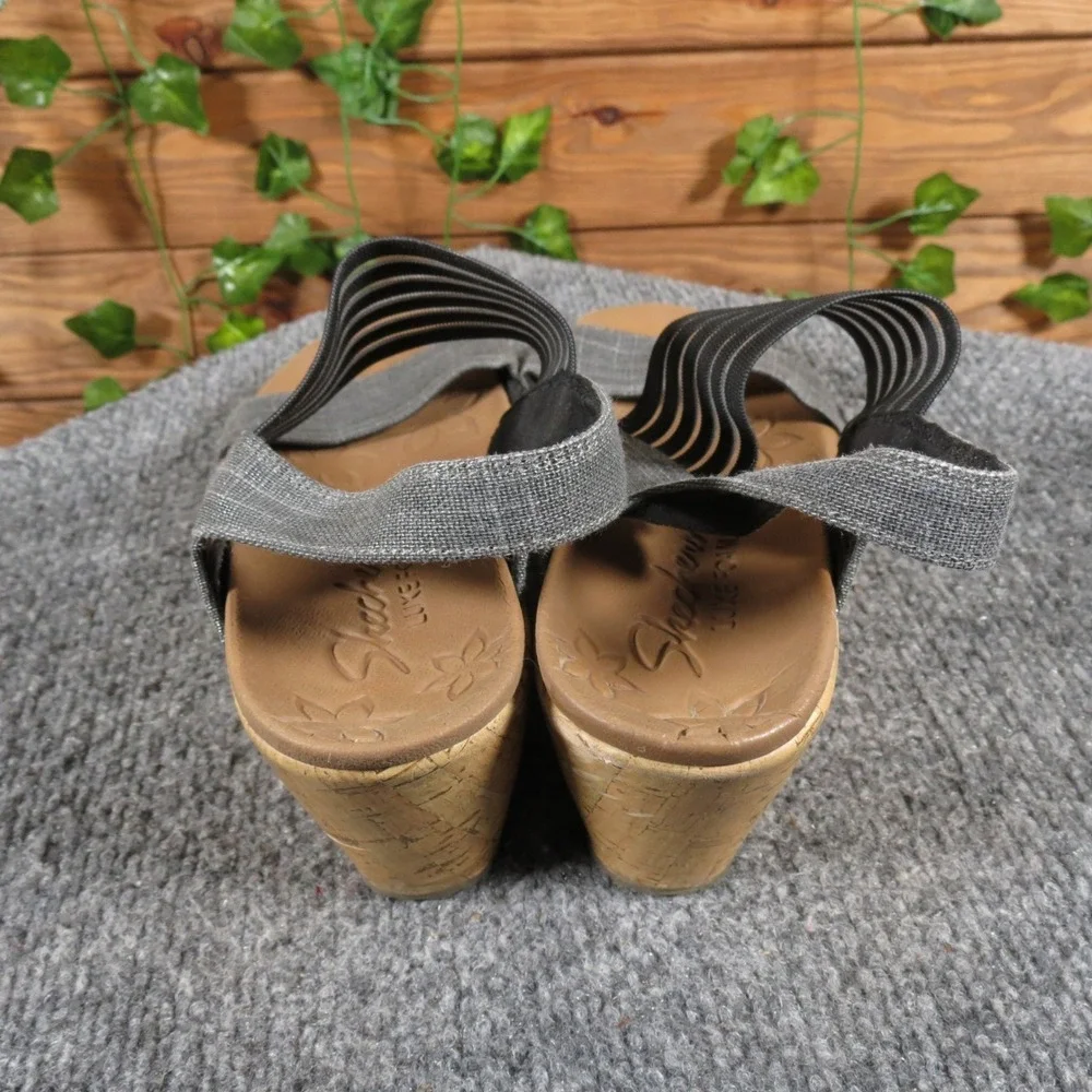 Skechers Cali Beverlee‎ Smitten Kitten Women's 7 Gray Fabric Wedge Sandals